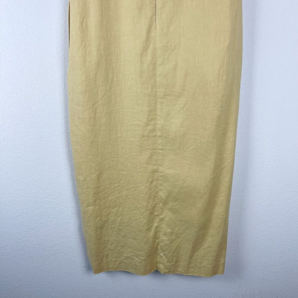 Fabiana Filippi Linen Blend Dress Womens XS Yellow Midi Sleeveless V-Neck Italy - Picture 10 of 15